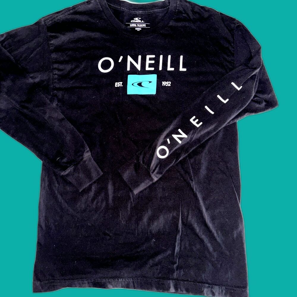 O’NEILL - 1952 The Original,Black Long Sleeve Cotton T-Shirt Sleeve Logo Medium